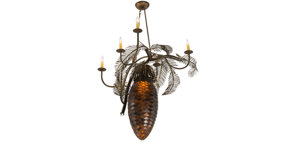 Meyda Lighting Introduces Pinecone 5 Arm Art Glass Chandelier